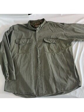 Remington Olive Green Heavyweight Cotton Button-Up Shirt Men's Size  2XL